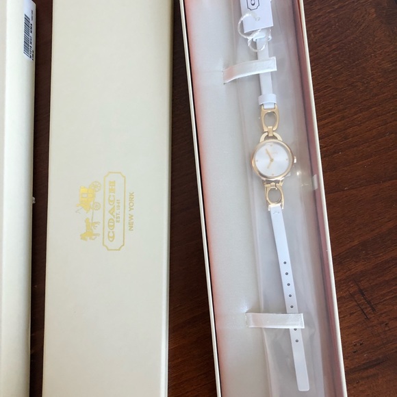 COACH "KRISTIN" WATCH - GOLD PLATED/WHITE PATENT - Picture 2 of 7